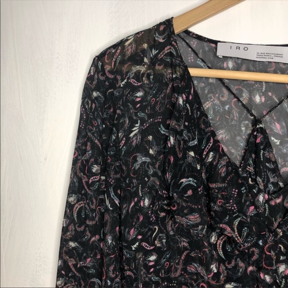 Iro Black Honess Printed Tiered Mini Dress 34 2 - Picture 3 of 8